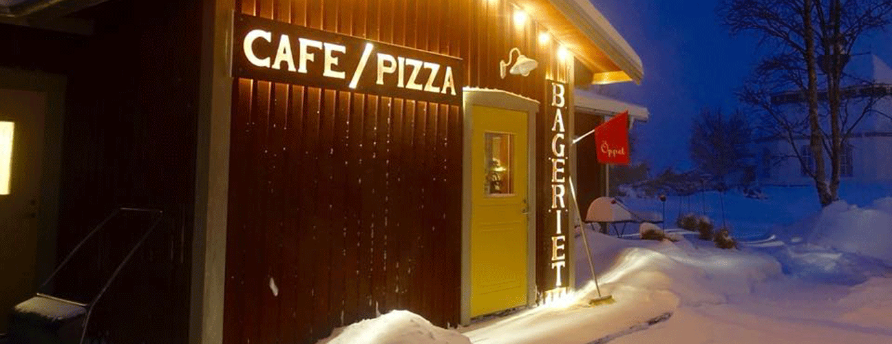 Entré till Bageriet i Vemdalen under vintern